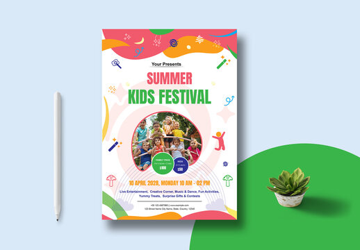 Colorful Summer Kids Camp Event Flyer
