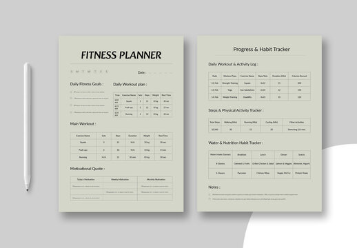 Fitness Planner Template Layout
