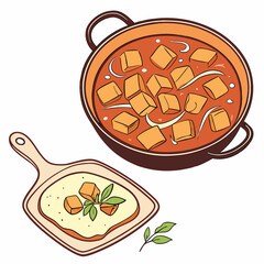 Paneer makhani food silhouette vector illustration
