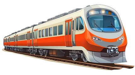 Cute passenger train, cartoon style, vector art, white background