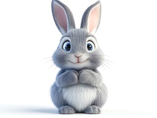 Fototapeta premium Playful gray rabbit studio setting animal portrait whimsical vibe