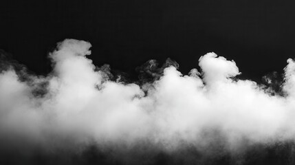 Naklejka premium White smoke billows against black backdrop. Ideal for adding atmospheric effects to designs, enhancing mood and visual interest.