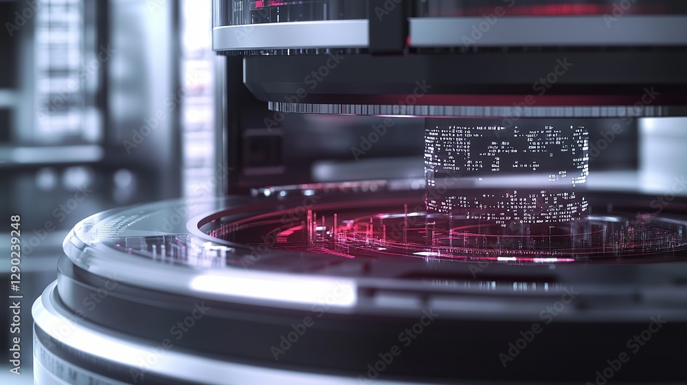 Poster futuristic technology hologram data display interface digital screen modern sci fi pink red neon lig