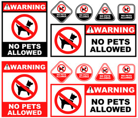 Set Collections no pets allowed warning sign template design vector illustration