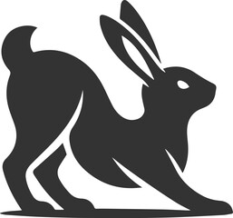 A rabbit stretching its body like a cat animal silhouette