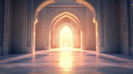 Fototapeta premium Stunning Architectural Interior with Illuminated Arches and Light