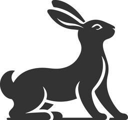 A rabbit stretching its body like a cat animal silhouette