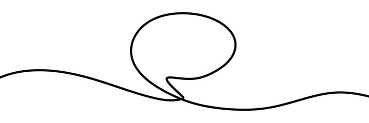 vector drawing of dialog icon by hand with one continuous line on white background