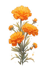 Vibrant Orange Marigold Flowers Tattoo Design with Artistic Detail and Rich Colors for Inspired Body Art