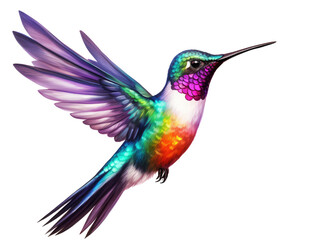 Fototapeta premium Vibrant Hummingbird with Colorful Feathers and Graceful Wings Captured in Stunning Detail