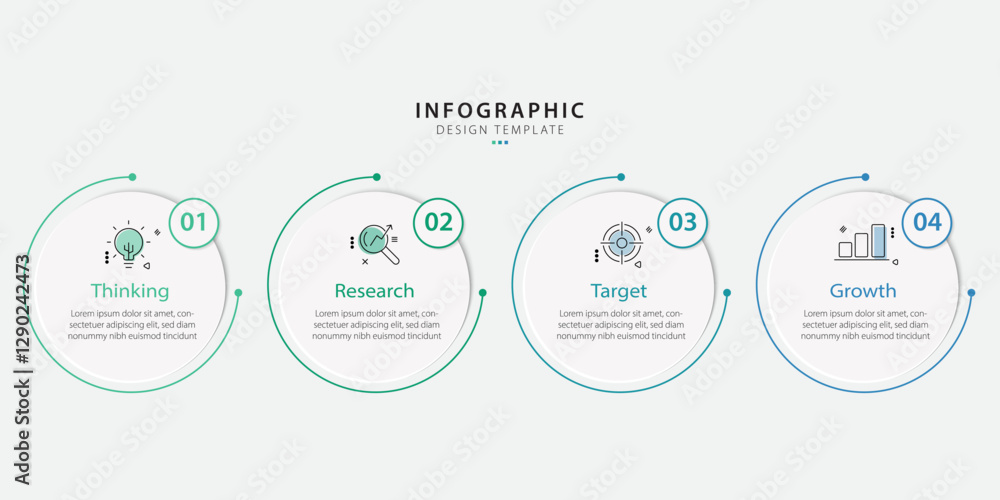 Poster timeline infographic template. 4 step timeline journey, calendar flat simple infographics design tem