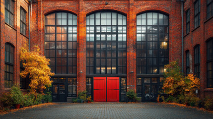 Old industrial area turned into a tech innovation hub, blending vintage structures with modern high-tech factories