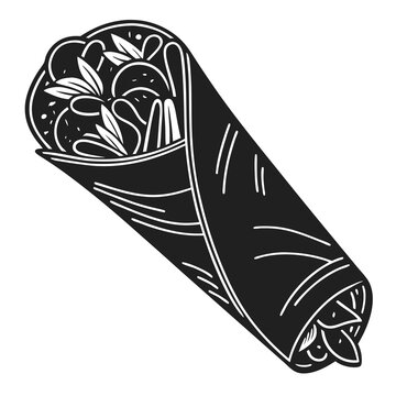 Chicken shawarma food silhouette vector illustration