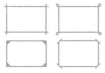 手描きのクレヨン素材　背景　4種のフレームセット