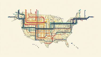 Stylized Map of the United States Transportation Network