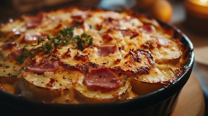 Delicious Creamy Potato Gratin with Ham