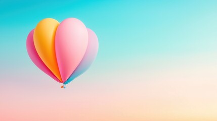 Obraz premium Pastel hot air balloon ascends, serene sky. Travel poster