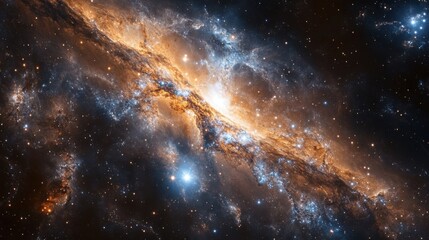 Obraz premium deep space galaxy background, mysterious interstellar void, twinkling celestial expanse, radiant cosmic formations