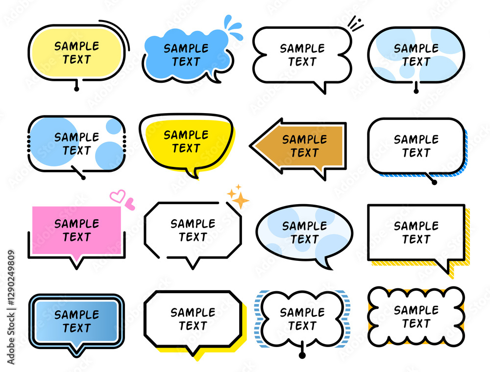 Poster set of speech bubble labels of various shapes with transparent background. special offer design elem