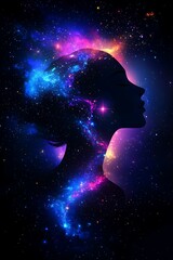 Cosmic Woman Profile Silhouette
