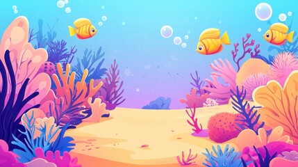 Fototapeta premium Vibrant Underwater Scene with Colorful Coral and Fish Swimming