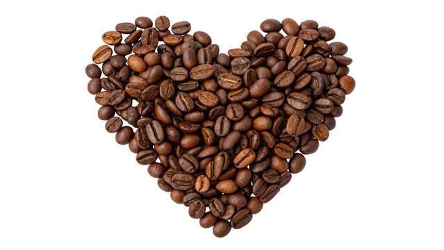 heart shaped coffee beans isolated on white	 - Powered by Adobe
