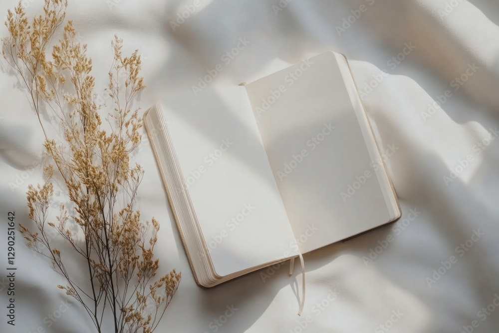Poster empty notebook blank pages open.