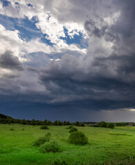 Field of grass with a storm cloud in the sky