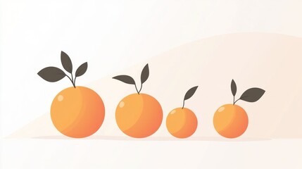 Orange Fruit Progression. Illustration of growth for business ideas or nutrition use