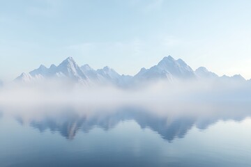 Misty Mountains Reflecting Water