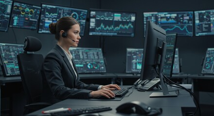 Business Specialist Typing on Keyboard in Technology Workspace