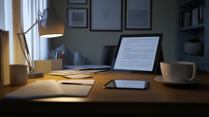 Retirement financial stress in a home office nook. Featuring reflection and doubt