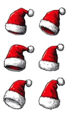 Christmas Santa Hats Vector Illustration