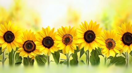 Fototapeta premium Vibrant Yellow Sunflowers in a Sunny Field