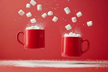 Floating Marshmallows in a Red Mug