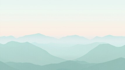 Serene Soft Hues of Layered Mountains in Misty Atmosphere