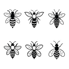 set of cartoon bees