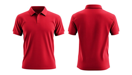 Front and back red polo shirt mockup, cut out