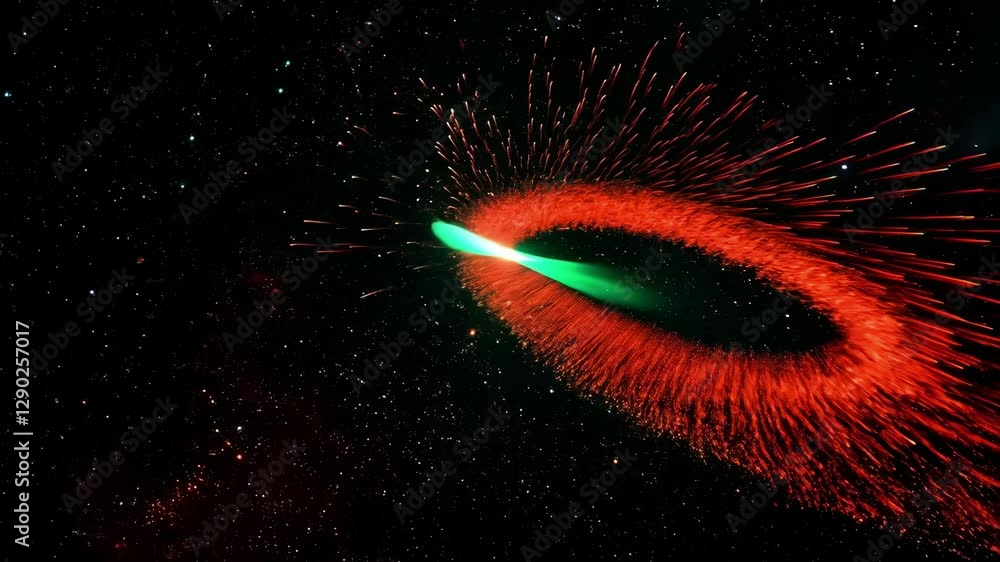 Canvas Prints a dazzling comet moves swiftly through the darkness of outer space, leaving behind a vibrant red tai