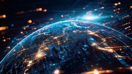 Obraz premium Global Network Digital Earth and Data Connections
