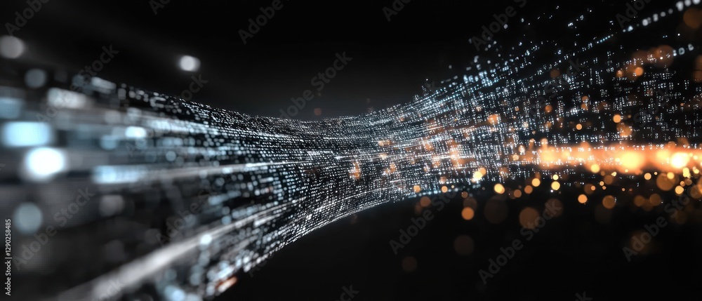 Poster abstract light trails in a dynamic digital space