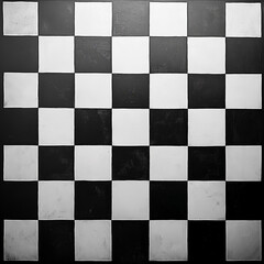 Chessboard: A high-angle shot of a chessboard featuring a pattern of alternating black and white squares, evoking strategy and intellect.