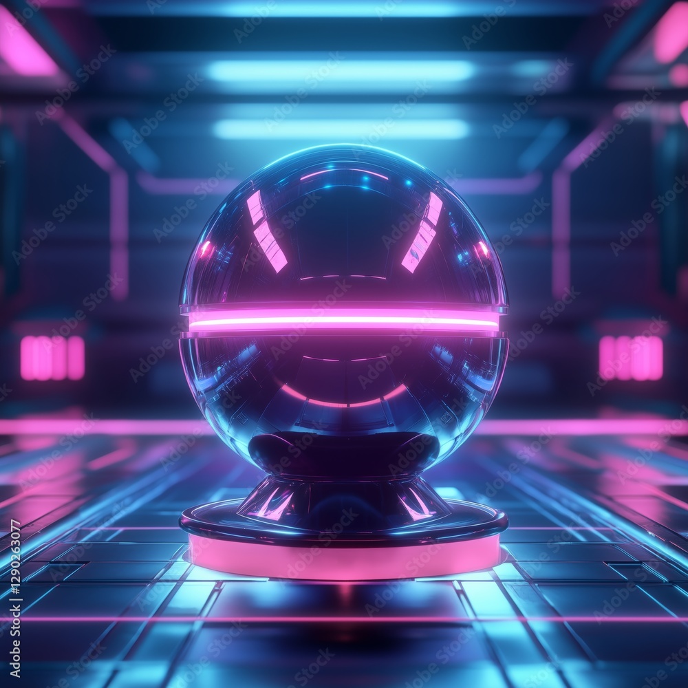 Poster minimalist ai chatbot concept, a floating digital orb with a sleek glowing interface futuristic glow