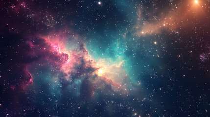 A colorful galaxy with a purple cloud in the middle