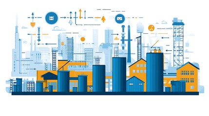 Obraz premium 3D Glowing Blue Bar Graph Showing Upward Trend, A 3D bar graph with a glowing blue color, depicting an upward trend with an arrow at the end