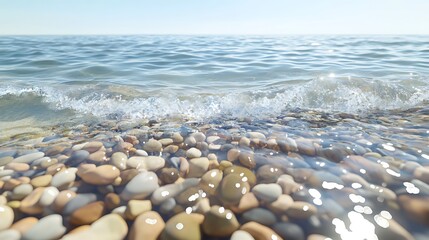 Here is the beautiful scene at the beach with stones/pebbles shows us the beauty of nature.