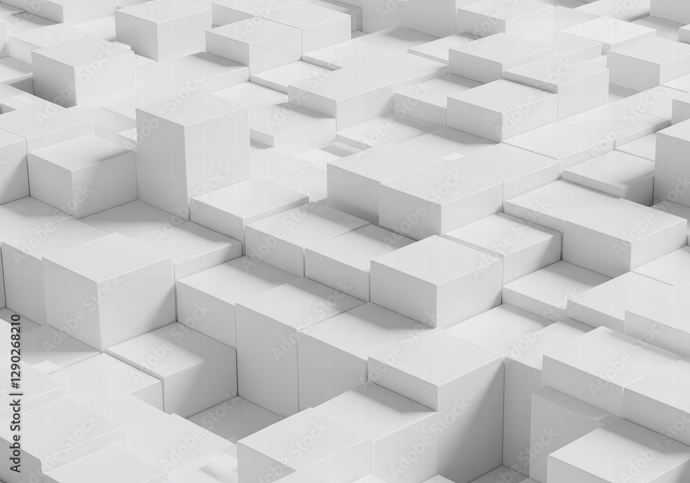Aufkleber abstract white cubes background with geometric patterns and minimalist design