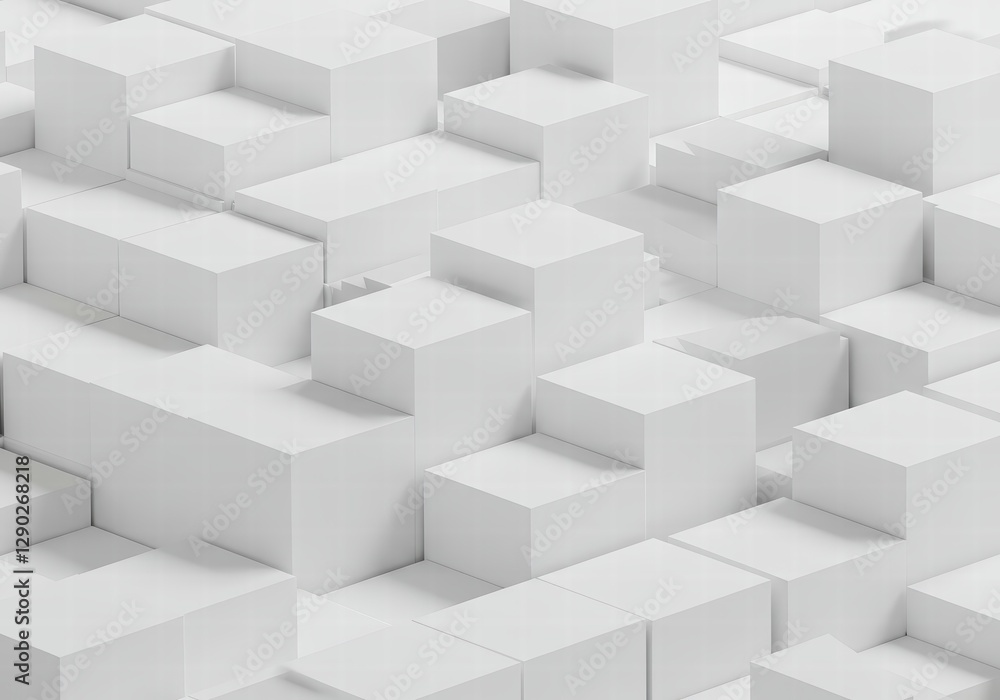 Poster abstract white cubes background geometric shape pattern 3d render