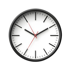 Wall clock isolated on transparent white background, clipping path, pen tool, cut-out.
