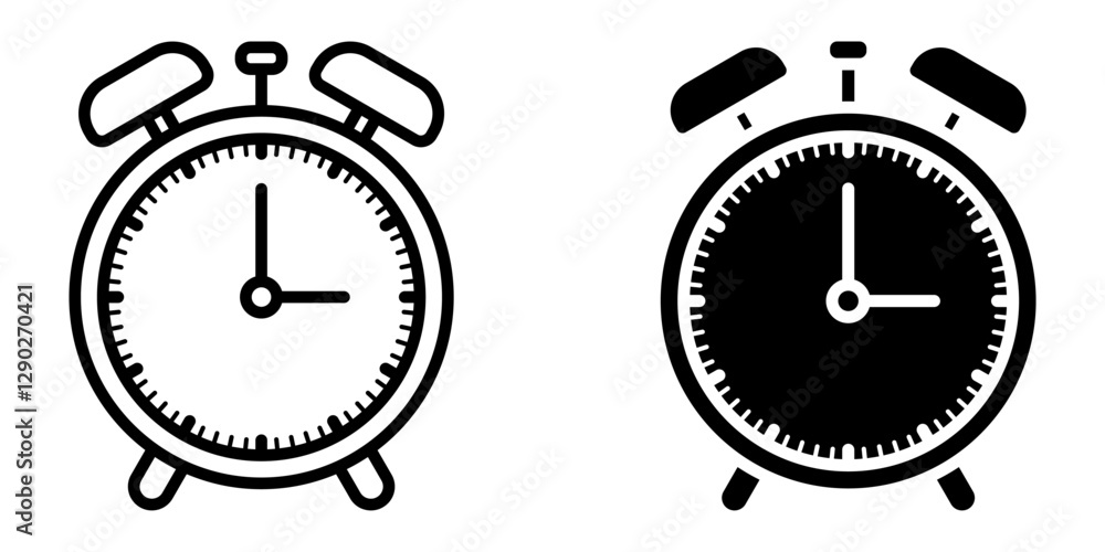 Poster alarm clock icons set. for mobile concept and web design on white background